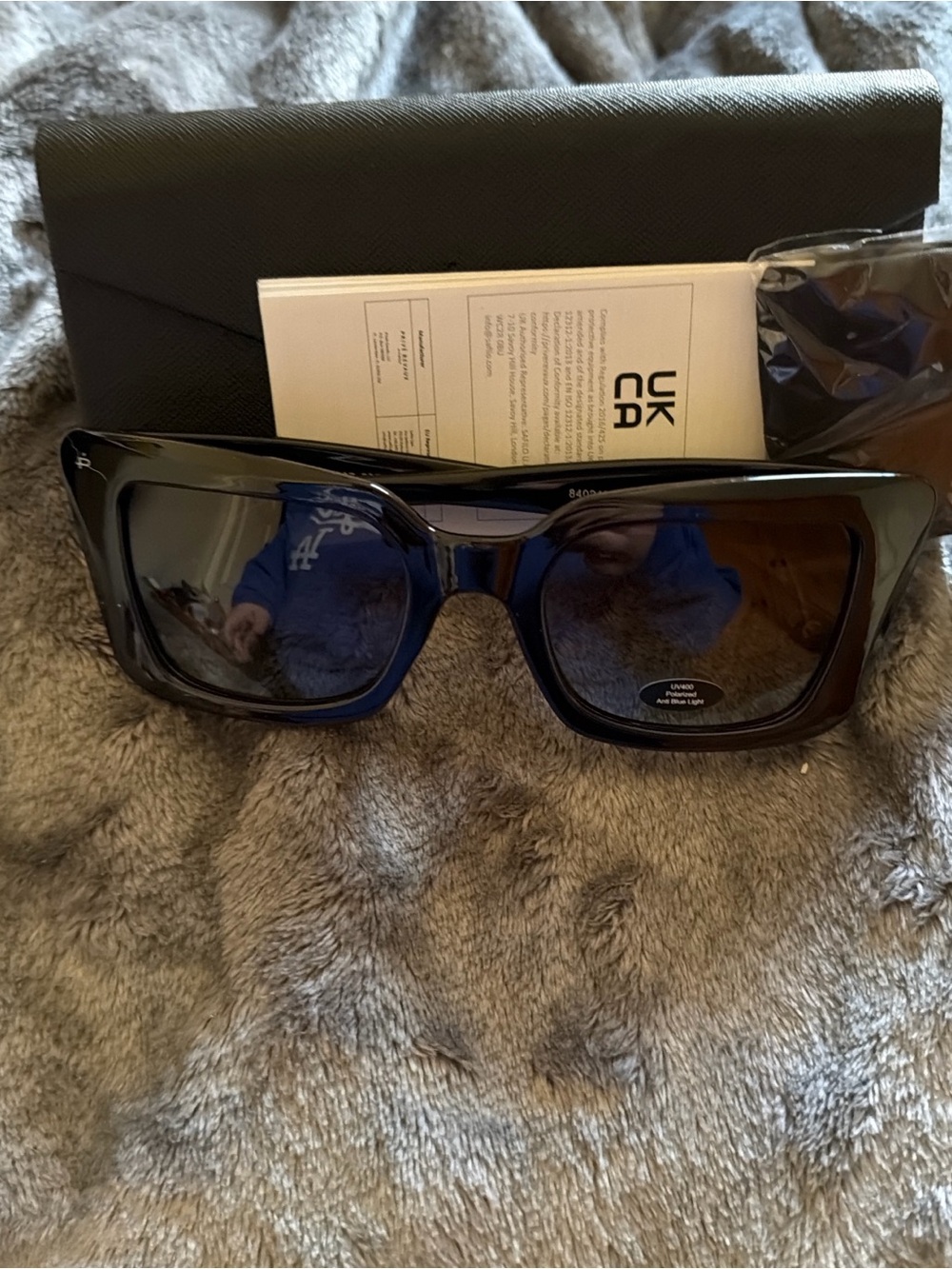 Prive Revaux Buena Vista Polarized Womens Black Rectangular Sunglasses